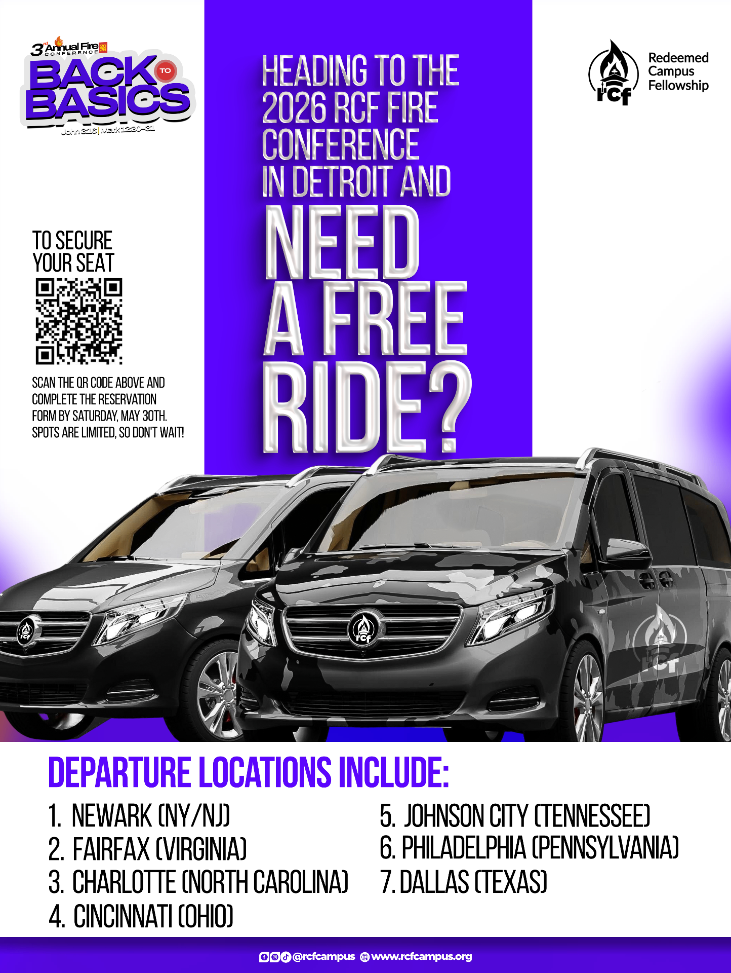 FREE buses to the 2026 RCF Fire Conference in Detroit — departure locations and reservation details