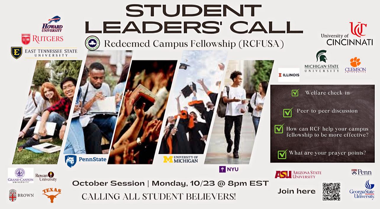 Student Leaders' Call — October Session flyer