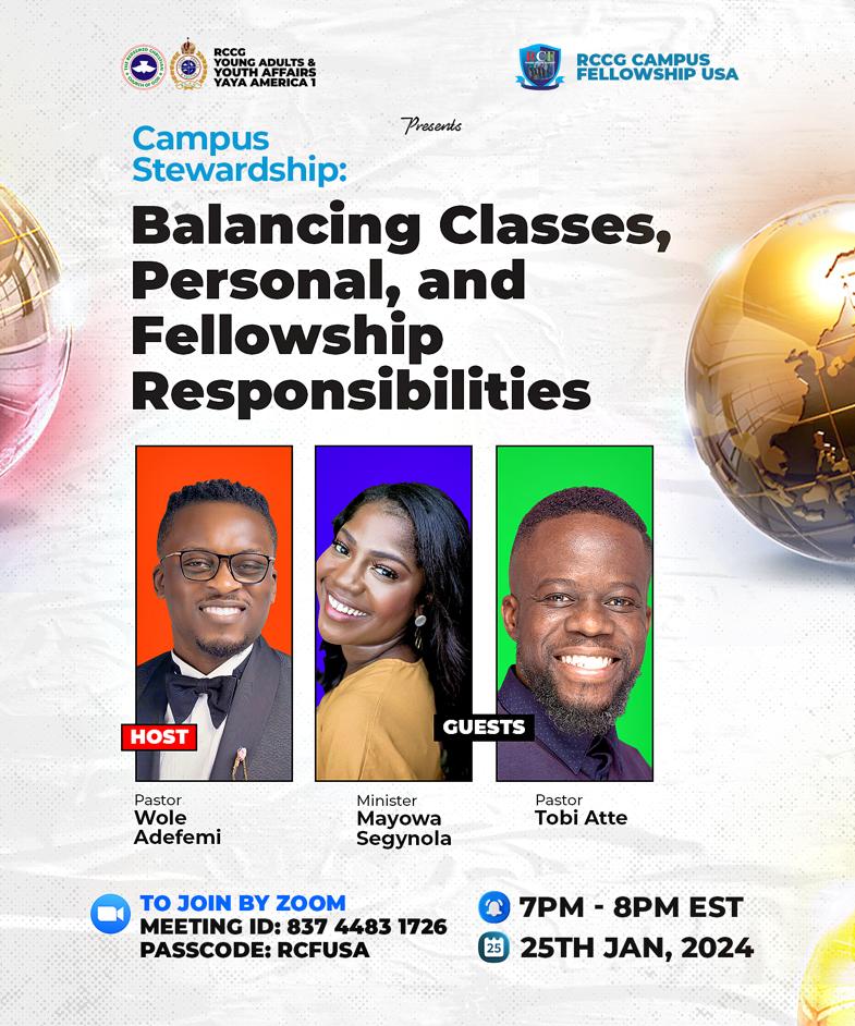Campus Stewardship — Balancing Classes, Personal & Fellowship Responsibilities flyer