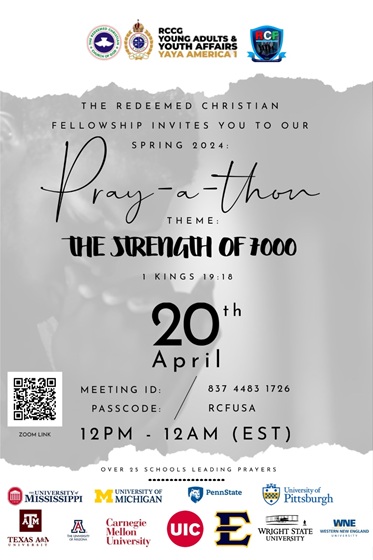 Spring 2024 Pray-a-thon — The Strength of 7000 flyer