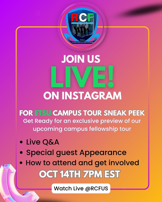 ETSU Campus Tour Sneak Peek — Live on Instagram flyer