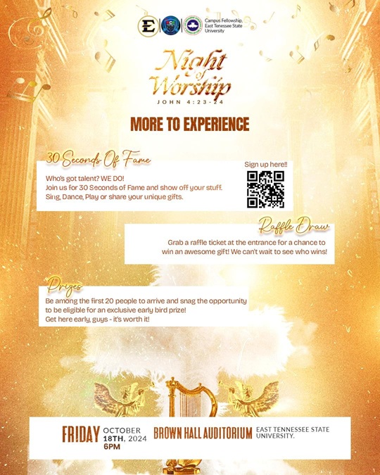 Night of Worship — More to Experience flyer