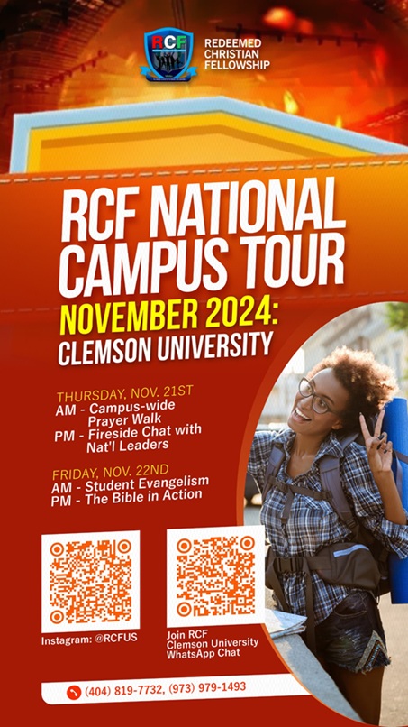 RCF National Campus Tour — Clemson University flyer